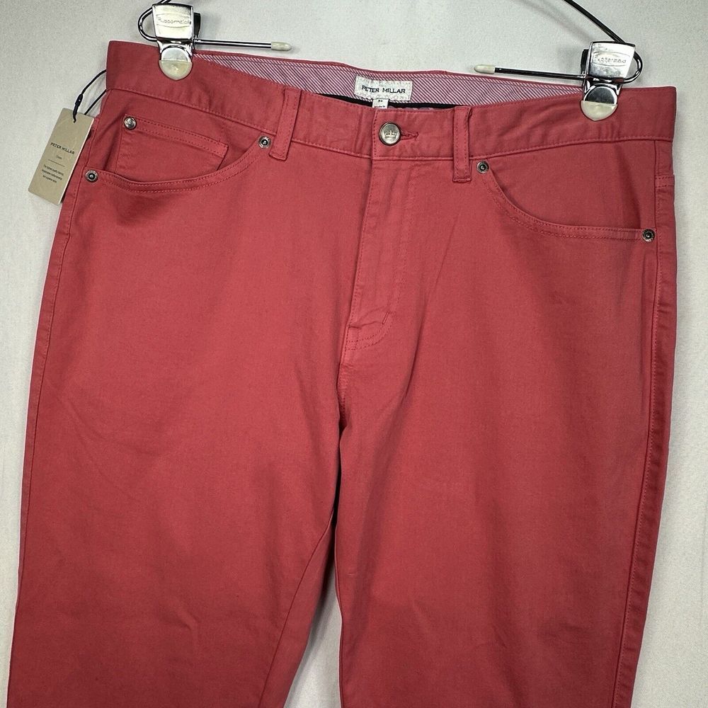 Peter Millar Ultimate Sateen Five-Pocket Pants Cape Red Mens 34 x 33 MS24B39 NWT